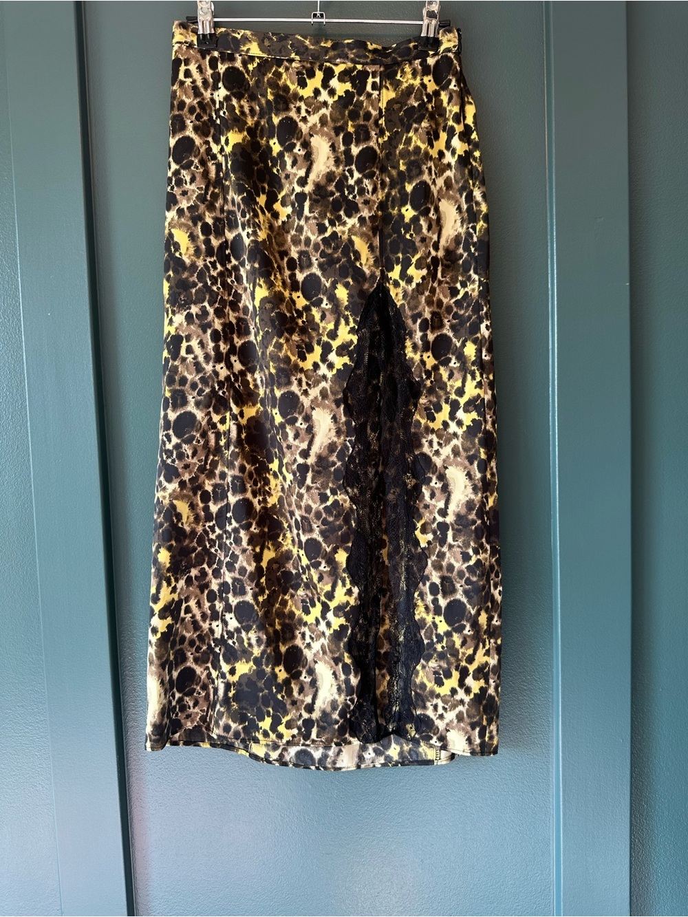 Urban Outfitters Leopard Print Midi Skirt in Black, Brown & Yellow